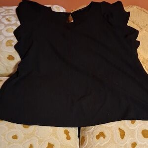Banana Republic Black Ruffled Sleeveless Blouse